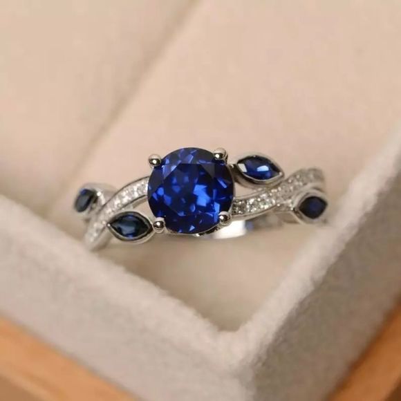 NWT Simulated Sapphire and Cubic Zirconia Silver Birthstone Ring Size 6 - Picture 1 of 5